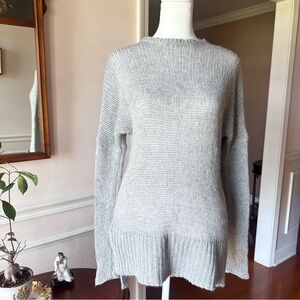 360 Cashmere Sweater open knit eyelet size XS gray 100% cashmere Brenna